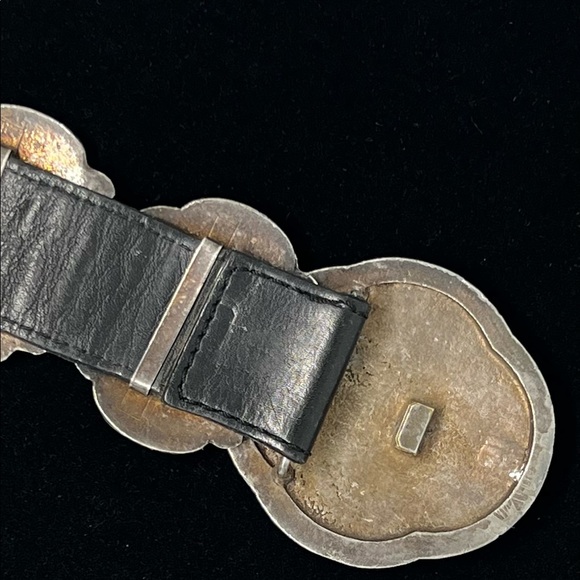 Jean L’Insolite Black Leather Belt with Silver Stamped Stations